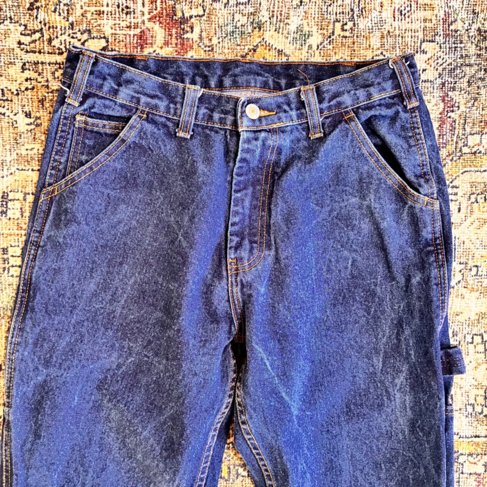 John Galt Womens Dark Wash Carpenter Jeans High Waisted Straight Leg Blue Size S - Picture 2 of 9